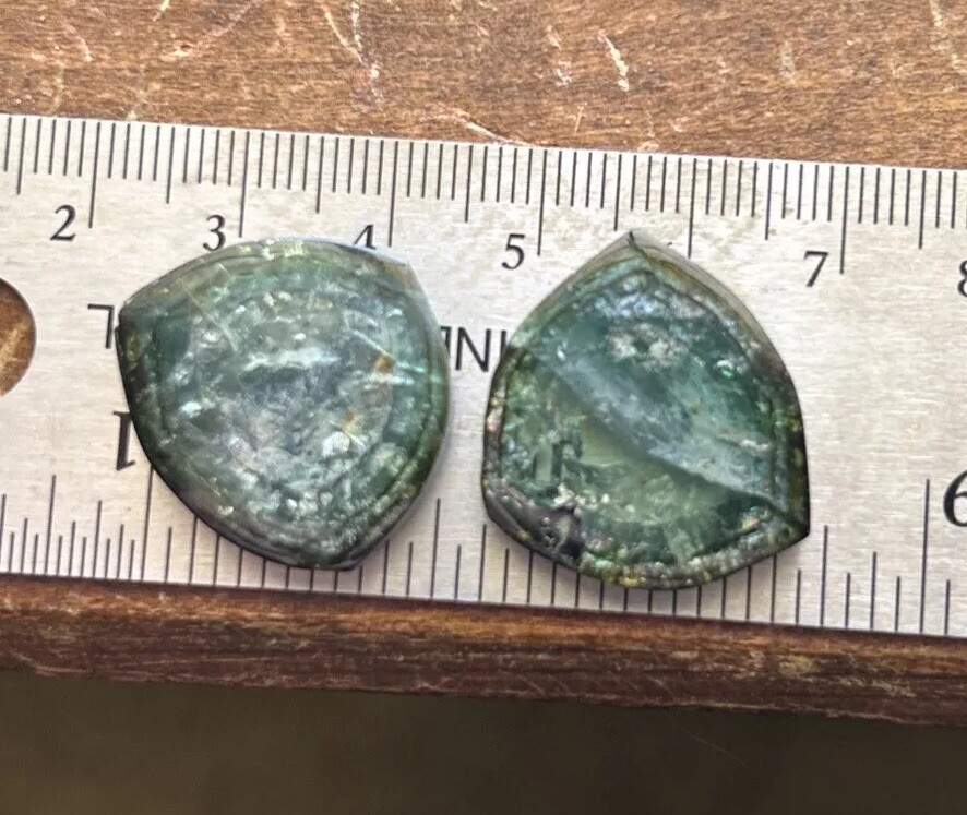 Gorgeous Natural Elbaite Tourmaline Slice Pair Extra Rare 37 Carats Look