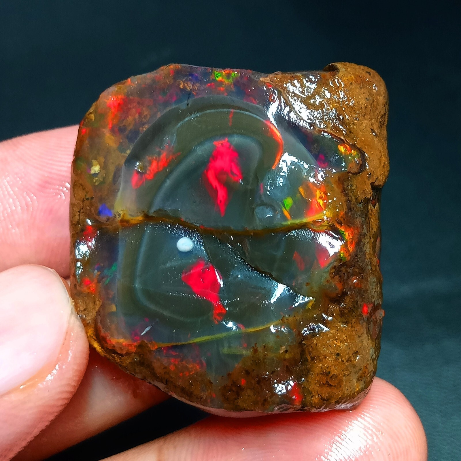 Ethiopian 111ct Natural Fire Opal Rough – Welo Gemstone Flash, 33x30x16mm