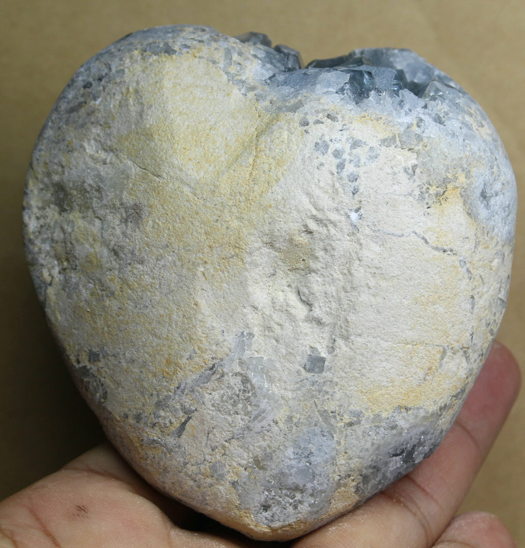 1.53lb Natural Top Grade Gorgeous Sky Blue Celestite Quartz Crystal Geode Heart