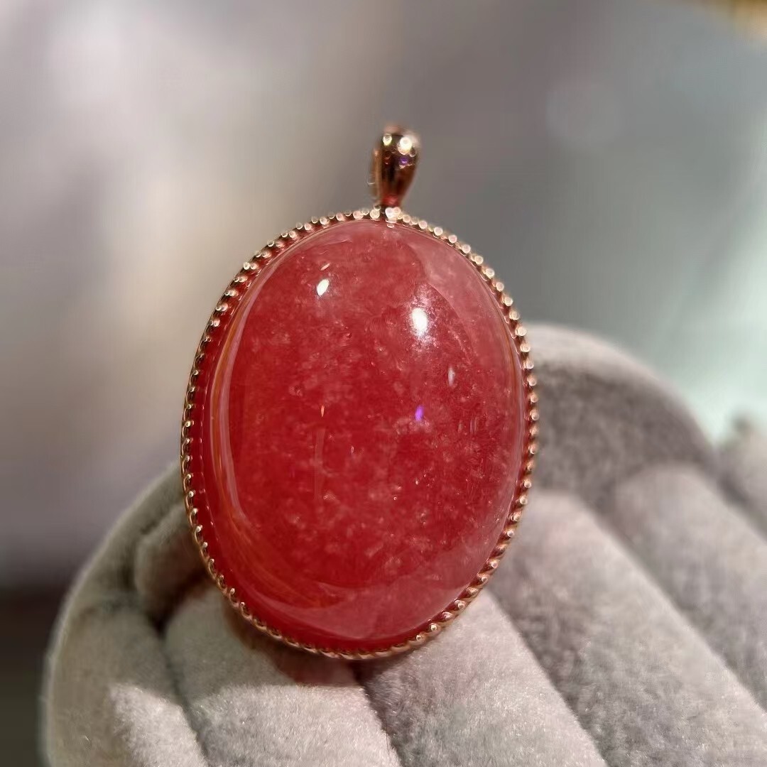 Natural Ice Rose Rhodochrosite Gemstone Pendant 925 AAAAA