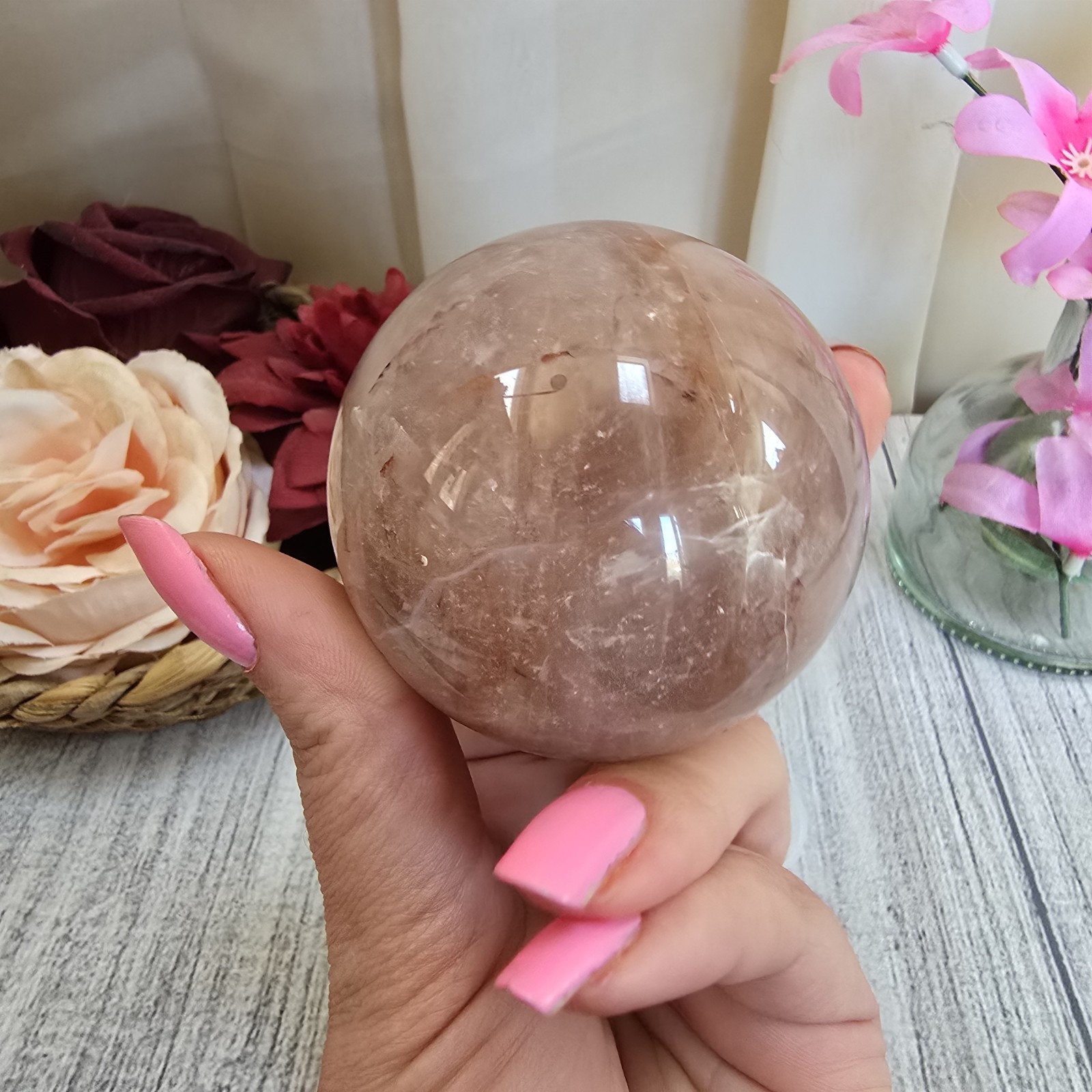 61mm Hematoid Quarts Crystal Sphere lots of depth (4)