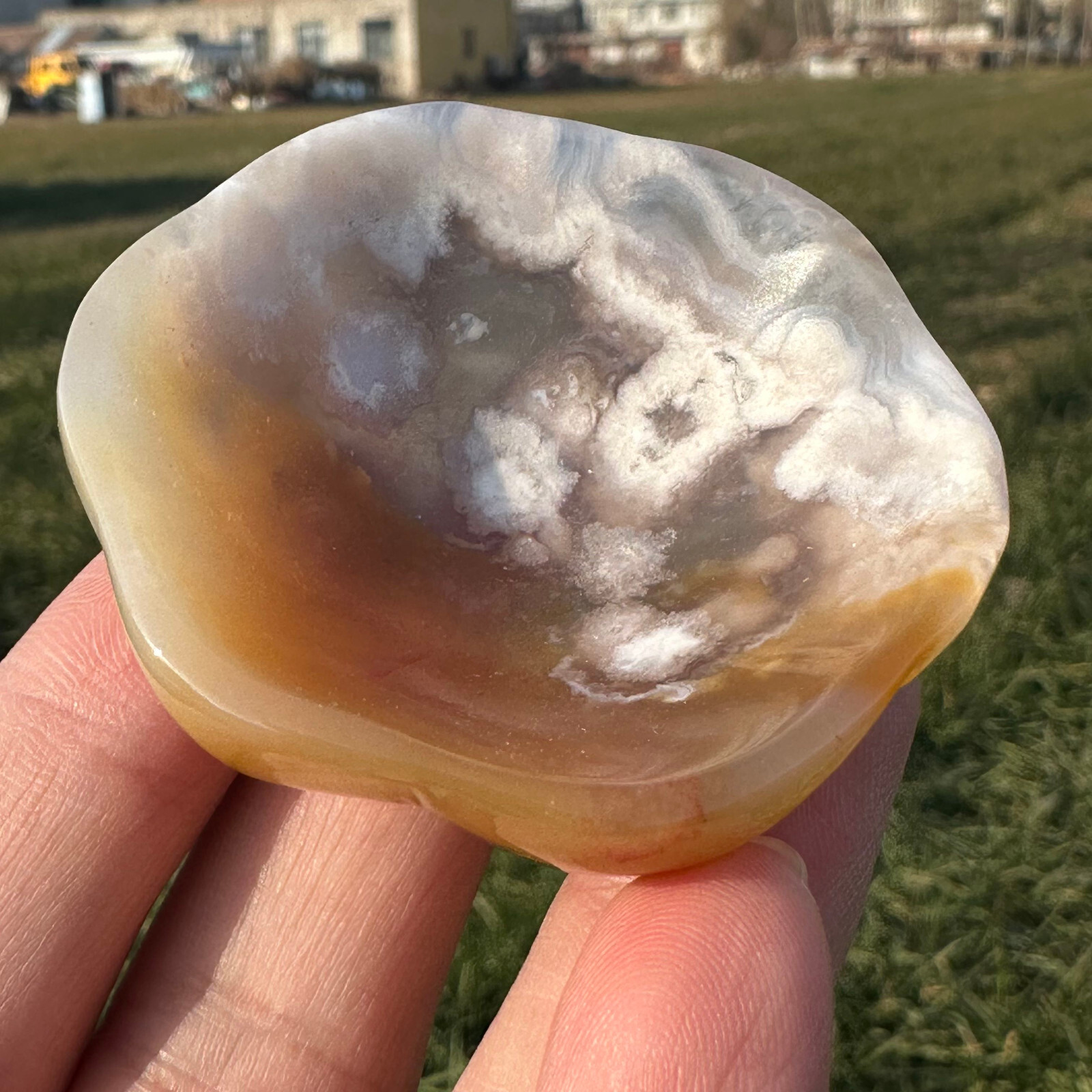 Natural Sakura Agate Bowl Quartz Specimen Skull Crystal Reiki Healing Gift 1PC