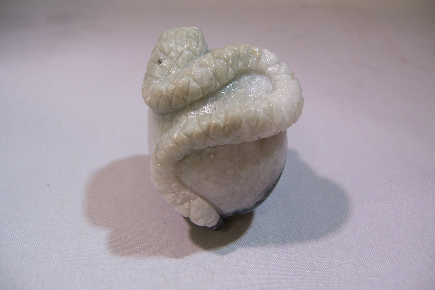 DUSHAN JADE HAND CARVED SKULL & SNAKE NATURAL CRYSTAL 164g 5.8oz 2.25in 5.7cm