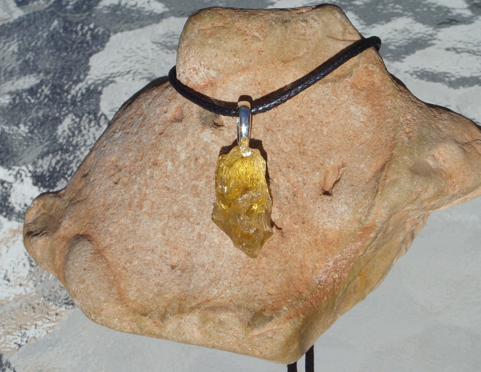 Natural Raw Rough Citrine Crystal Free Form Stone Pendant Necklace Small