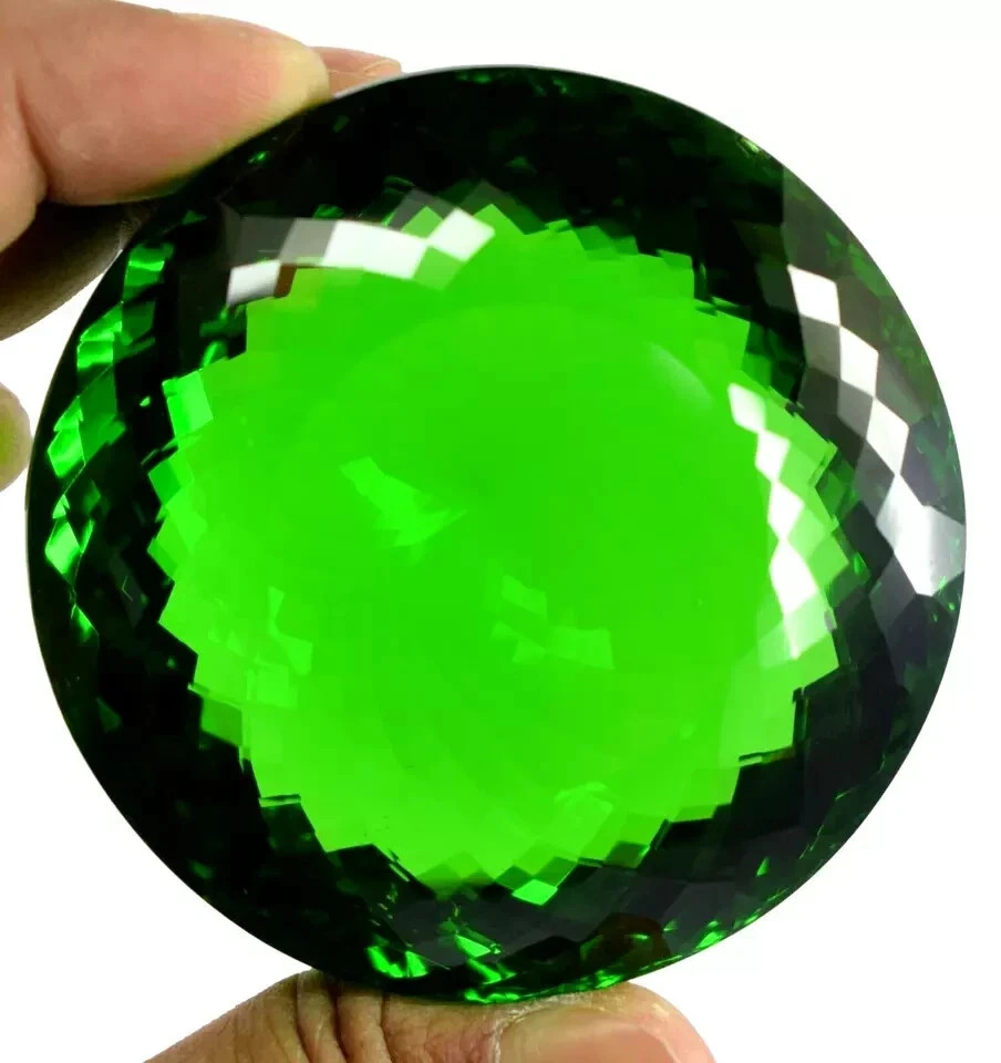 Natural 2000 Ct EGL Certified London Big Round Cut Green Topaz Loose RG Gemstone