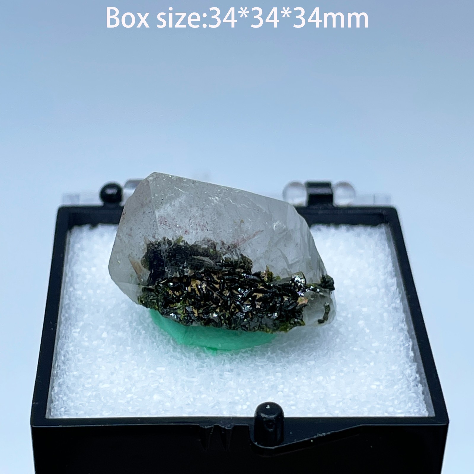 Natural Epidote With Garden Quartz Mineral Specimen Crystal Healing Home Decor