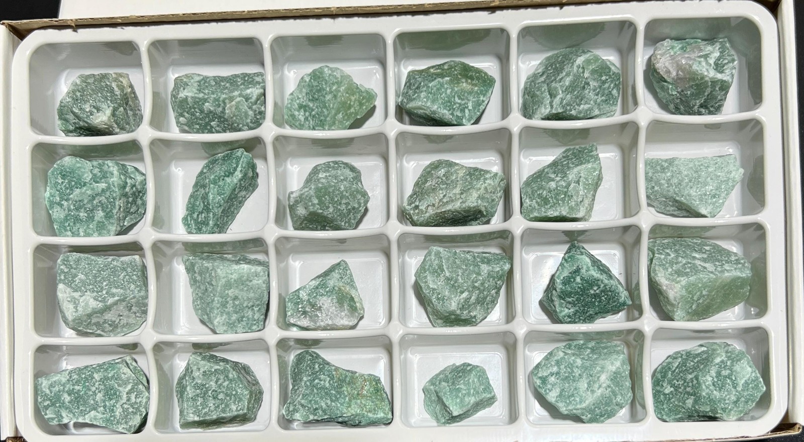 Green Aventurine Rough Raw Stones (24 Pcs) Boxed Flat Wholesale