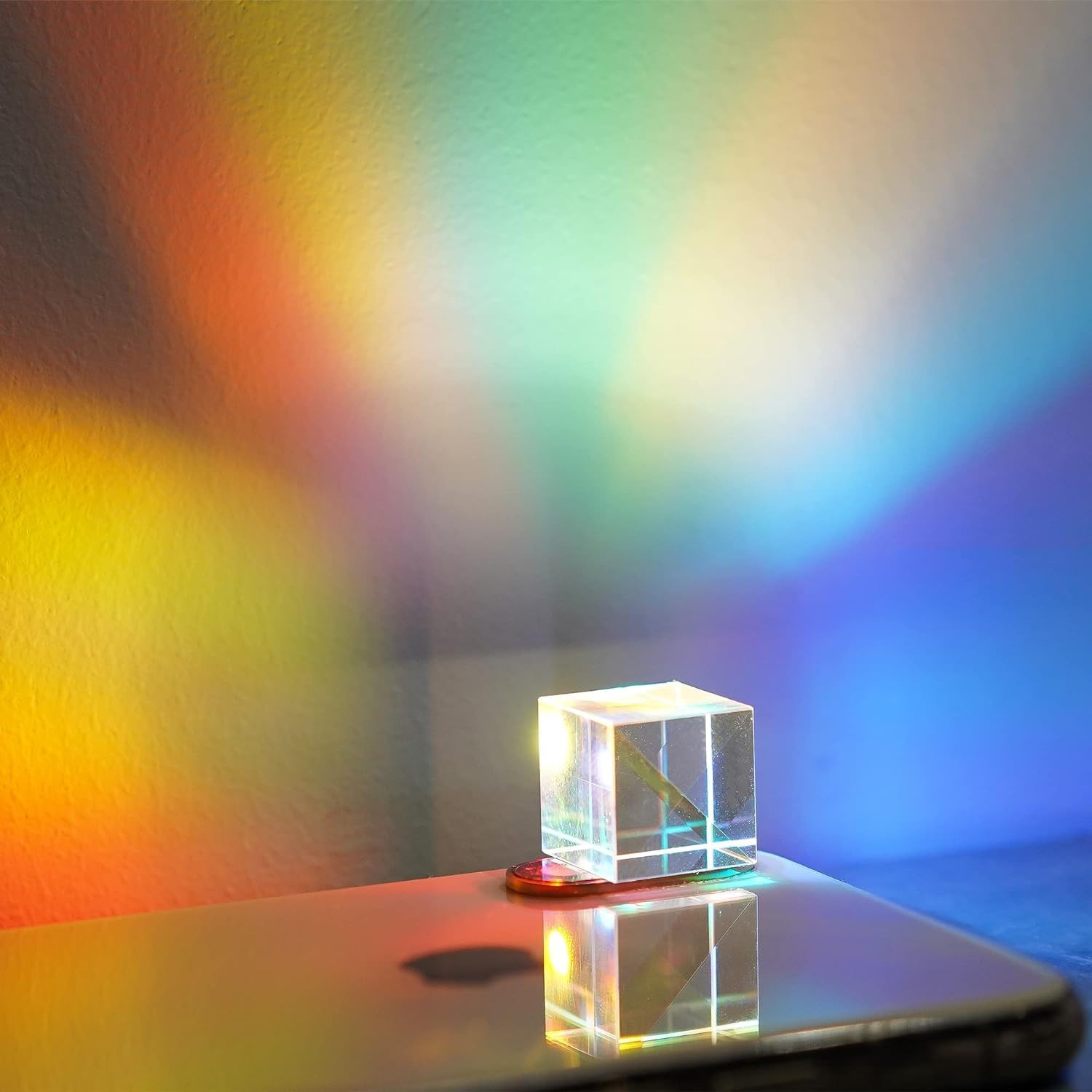 Mini K9 Crystal Glass Prism Cube,Optical Glass RGB Dispersion Prism X-Cube for P