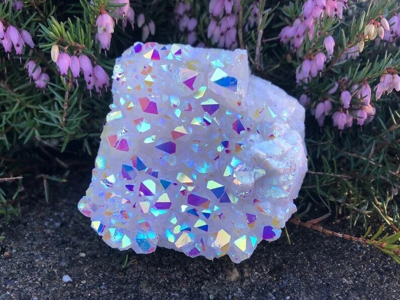 Natural Angel Aura Quartz Cluster Healing Crystal Rocks Collection Decoration