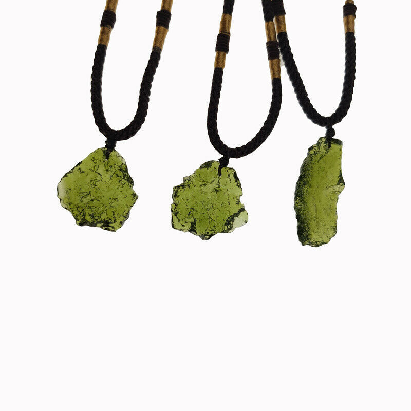 Natural Green Gem Moldavite Meteorite Impact Pendant Necklace Chakra Healing