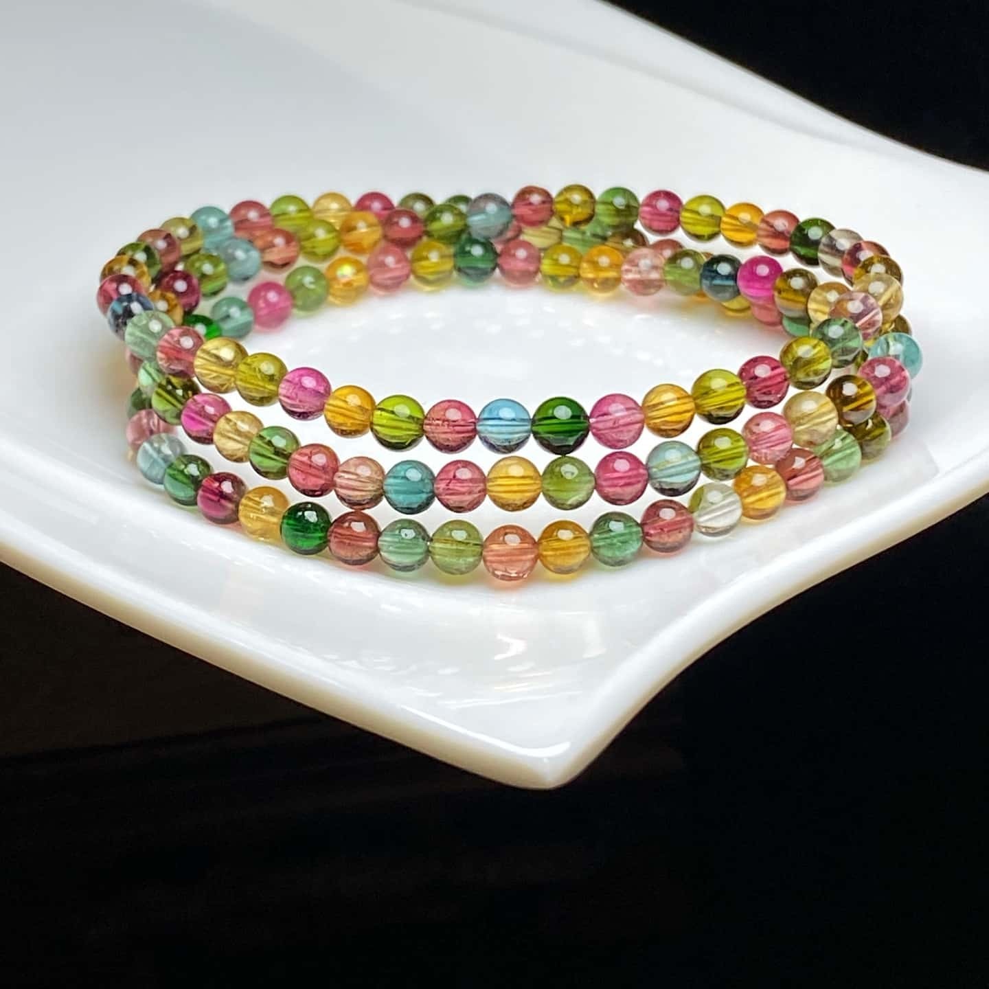 4.5mm Top Natural watermelon tourmaline quartz Crystal Bracelets Reiki Healing