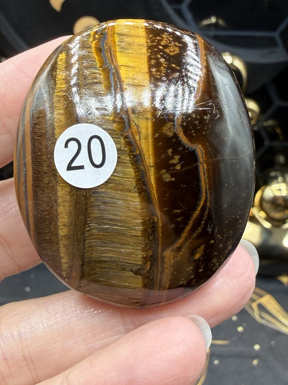 Natural Yellow Tigers Eye Palmstones Free shipping
