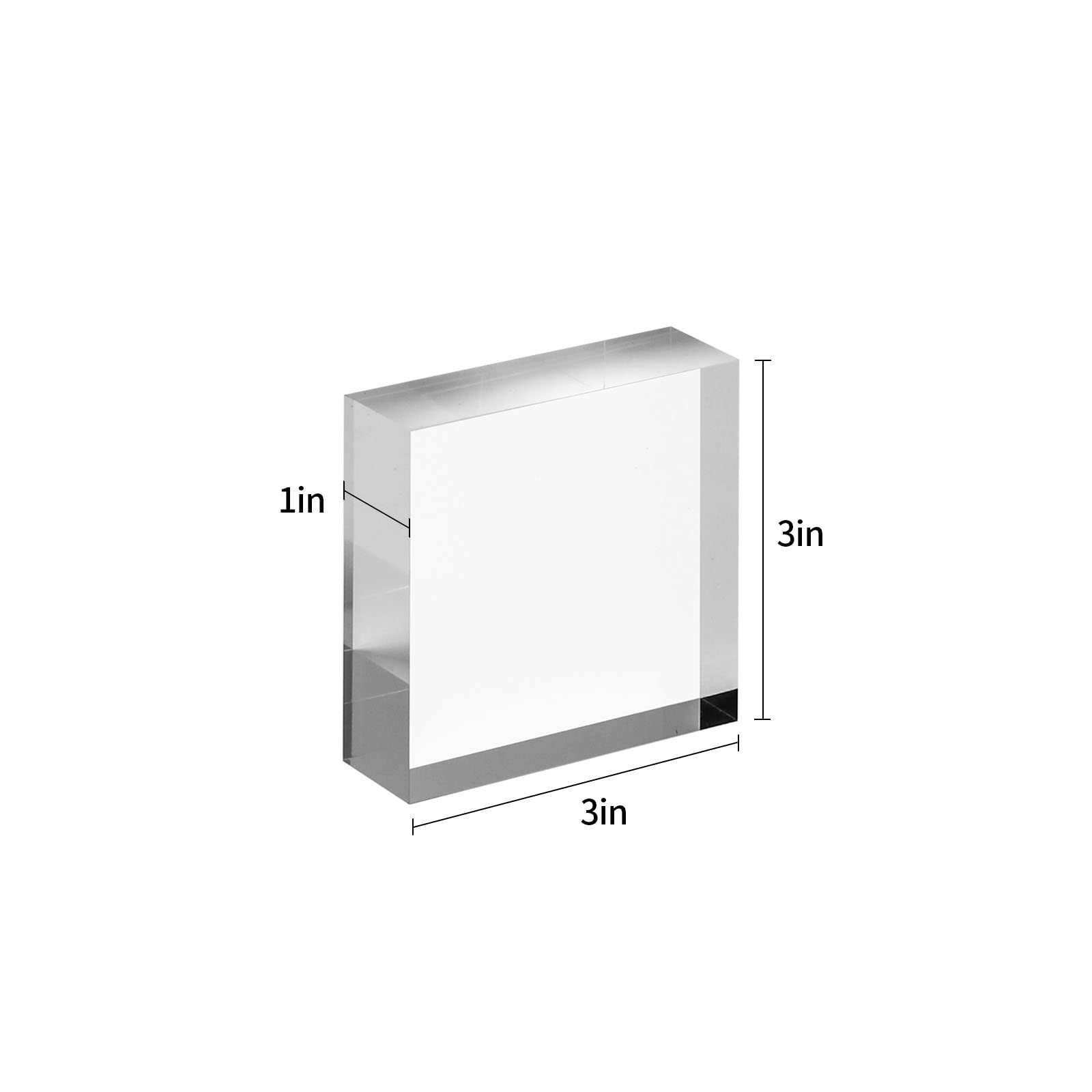 3in Square Acrylic Cube Display Block, 1in Thickness, 2 Pack