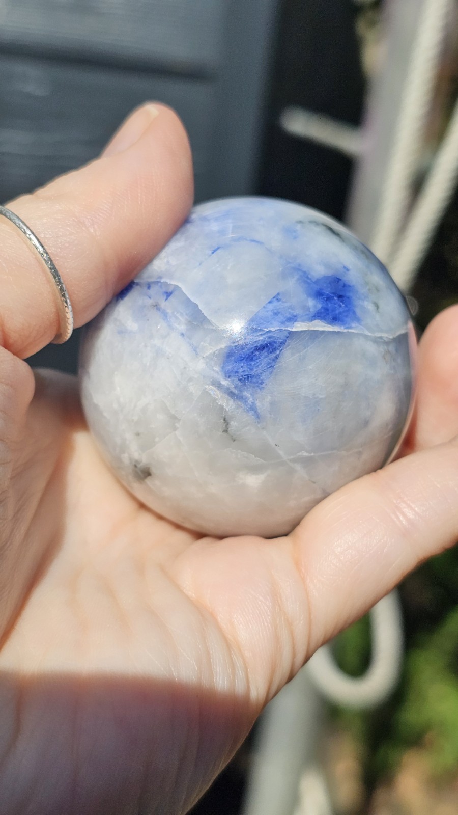 Afghanite Crystal sphere Rare 5.2cm 192g Blue uv Reactive