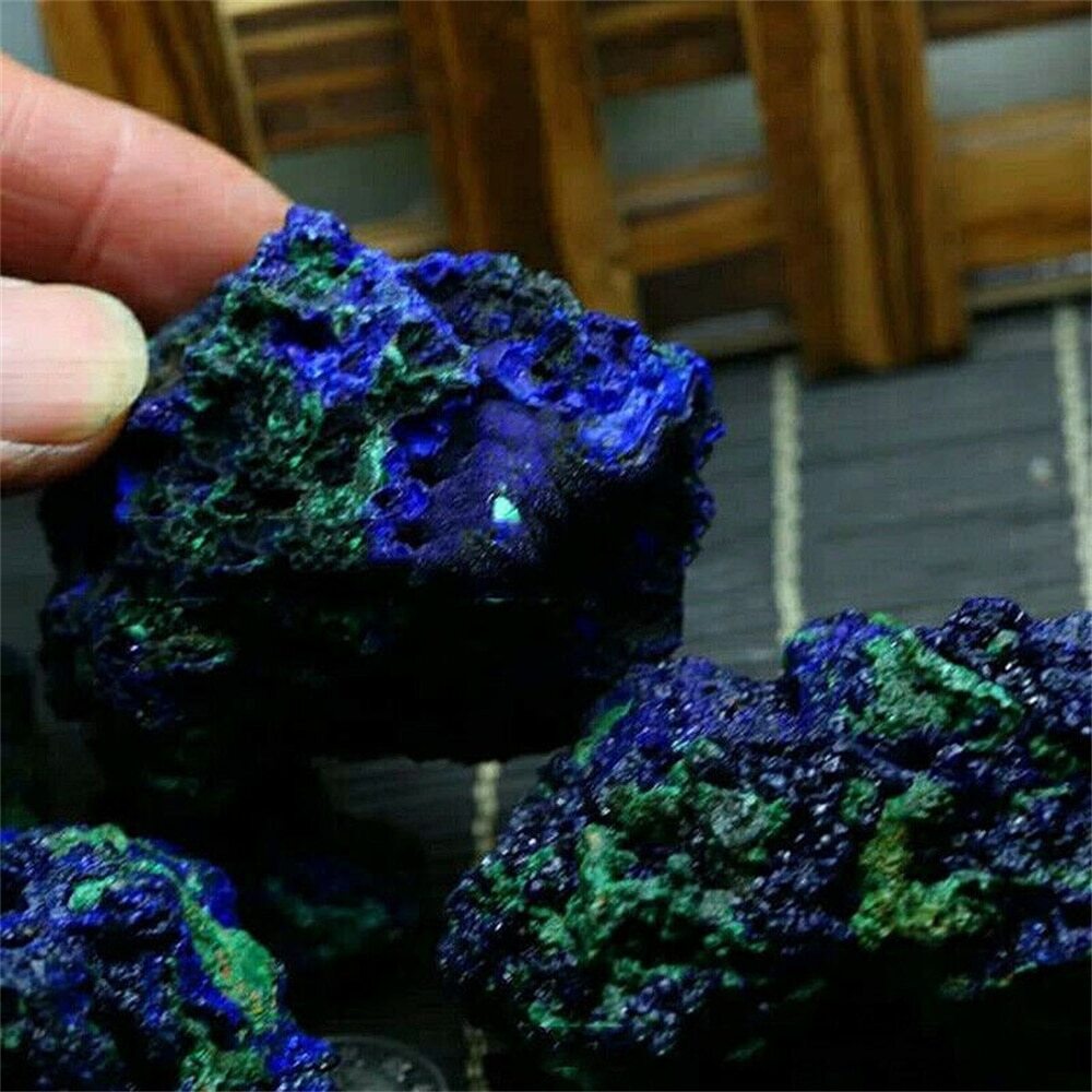 New Azurite Malachite Geode Crystal Natural Mineral Specimen Reiki Healing Stone