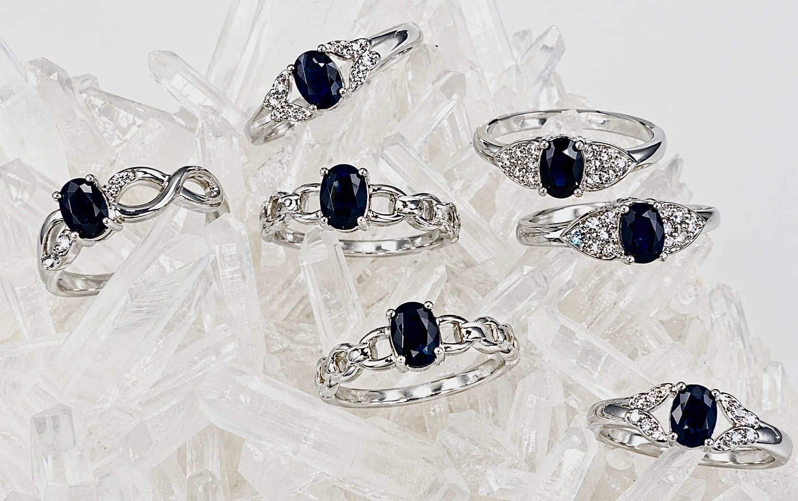 Wholesale Lot 7 Pcs Natural Sapphire Stainless Steel Rings(316) Crystal 4x6mm