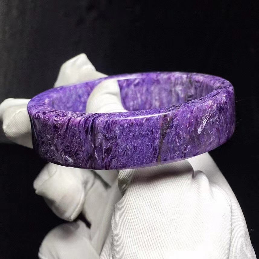Genuine Natural Purple Charoite Gemstone Crystal Woman Fashion Bangle 51mm AAAA