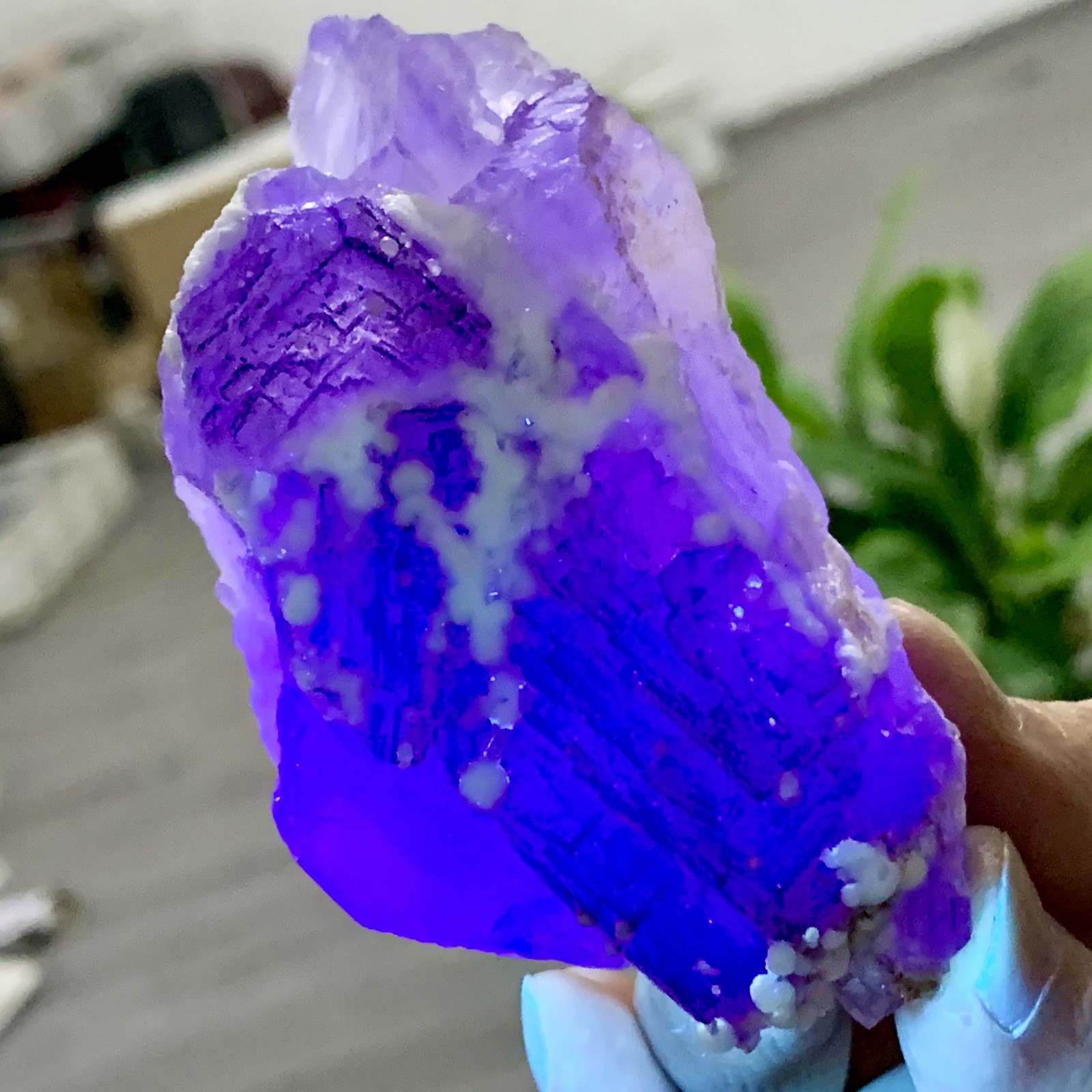 230G Natural purple fluorite triangle crystal specimen sample/Yunnan，China