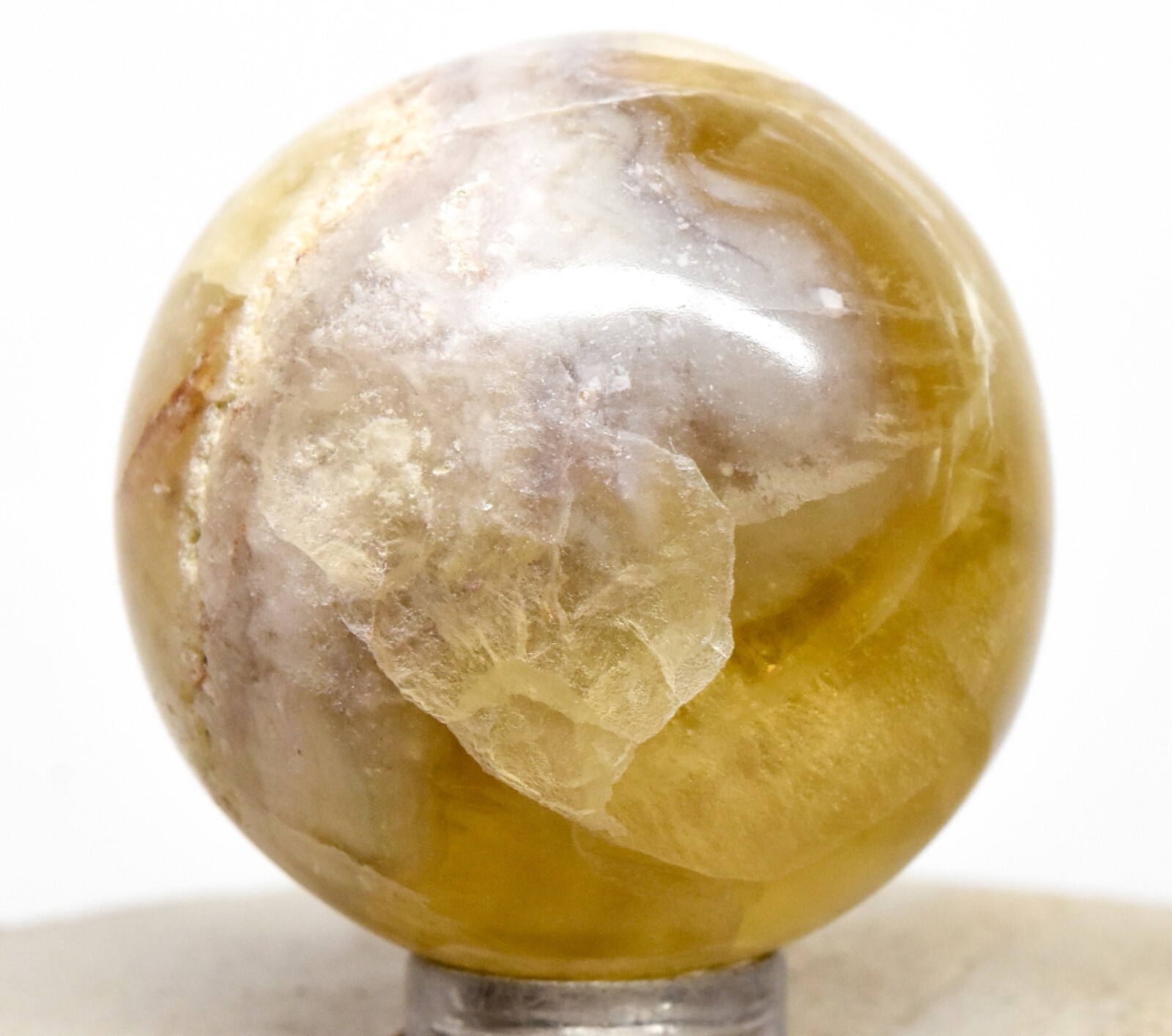 39mm Yellow Fluorite Sphere Polished Natural Gemstone Crystal Mineral Ball India
