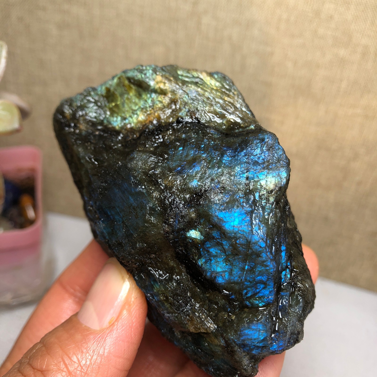 67mm Natural Labradorite Crystal gemstone rough original Specimen 212g A2627