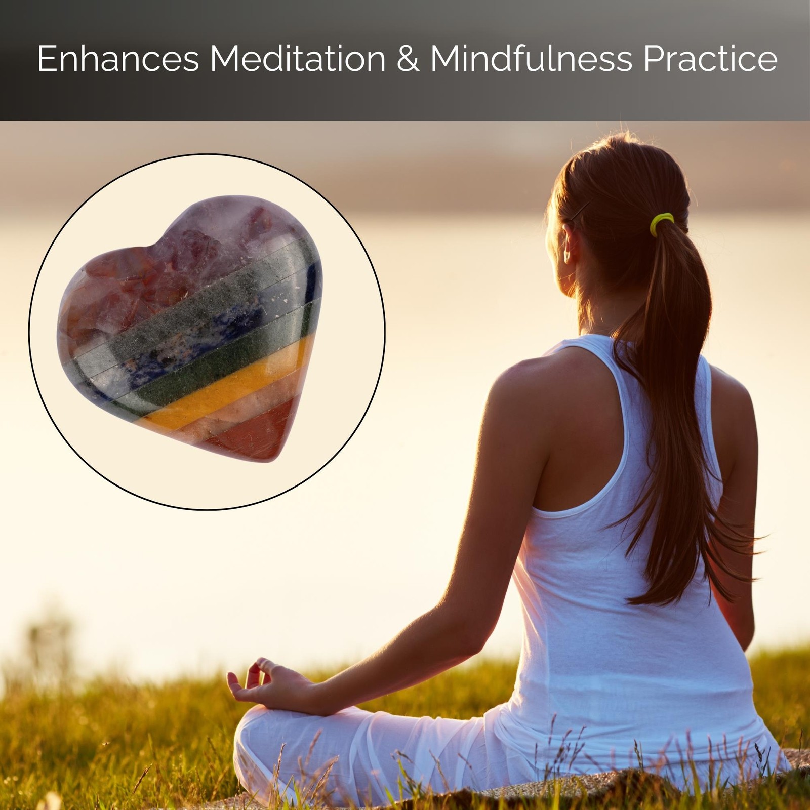 7 Chakra Heart Palm Stone Crystal – Natural Healing Stone for Anxiety Relief & M