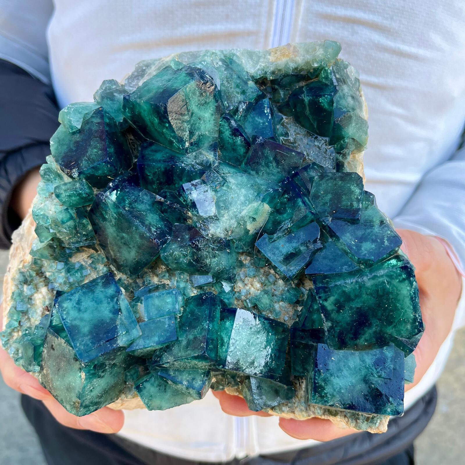 5.7lb NATURAL Green Cube FLUORITE Quartz Crystal Cluster Mineral Specimen