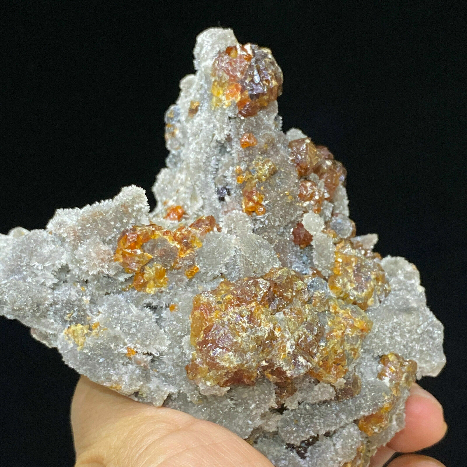 285g Natural Red Spherical Sphalerite & Quartz Crystal Mineral Specimen