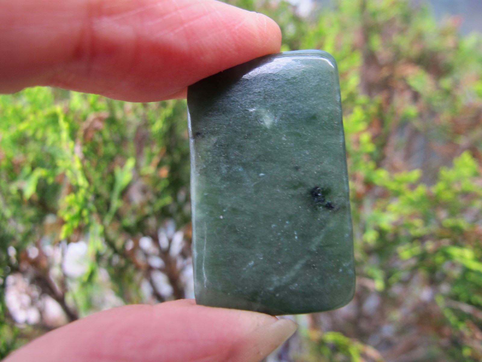 Nephrite Jade Authentic Crystal Polished Palm flat stone A luck heart chakra 8g