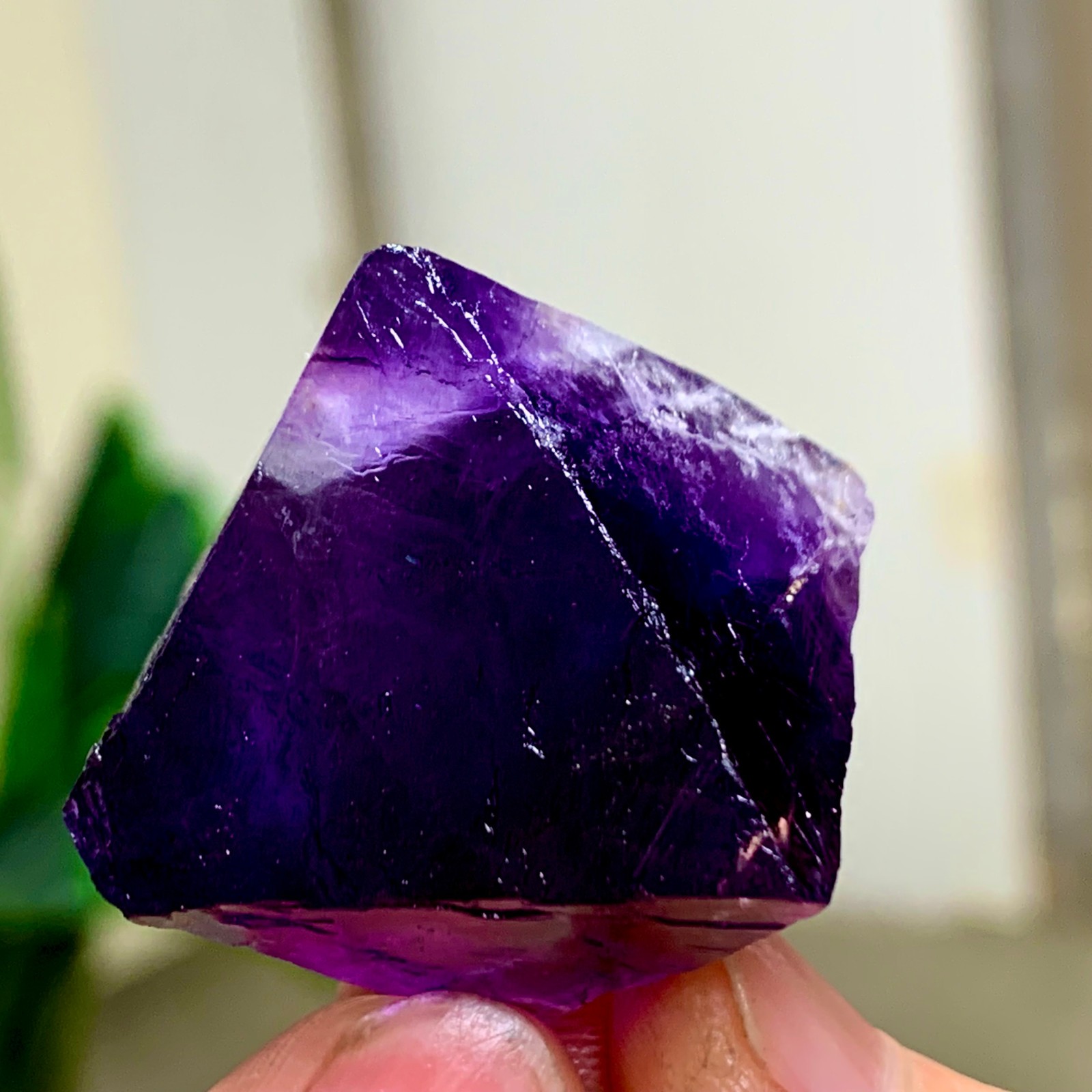 36G Natural purple fluorite octahedron quartz crystal healing