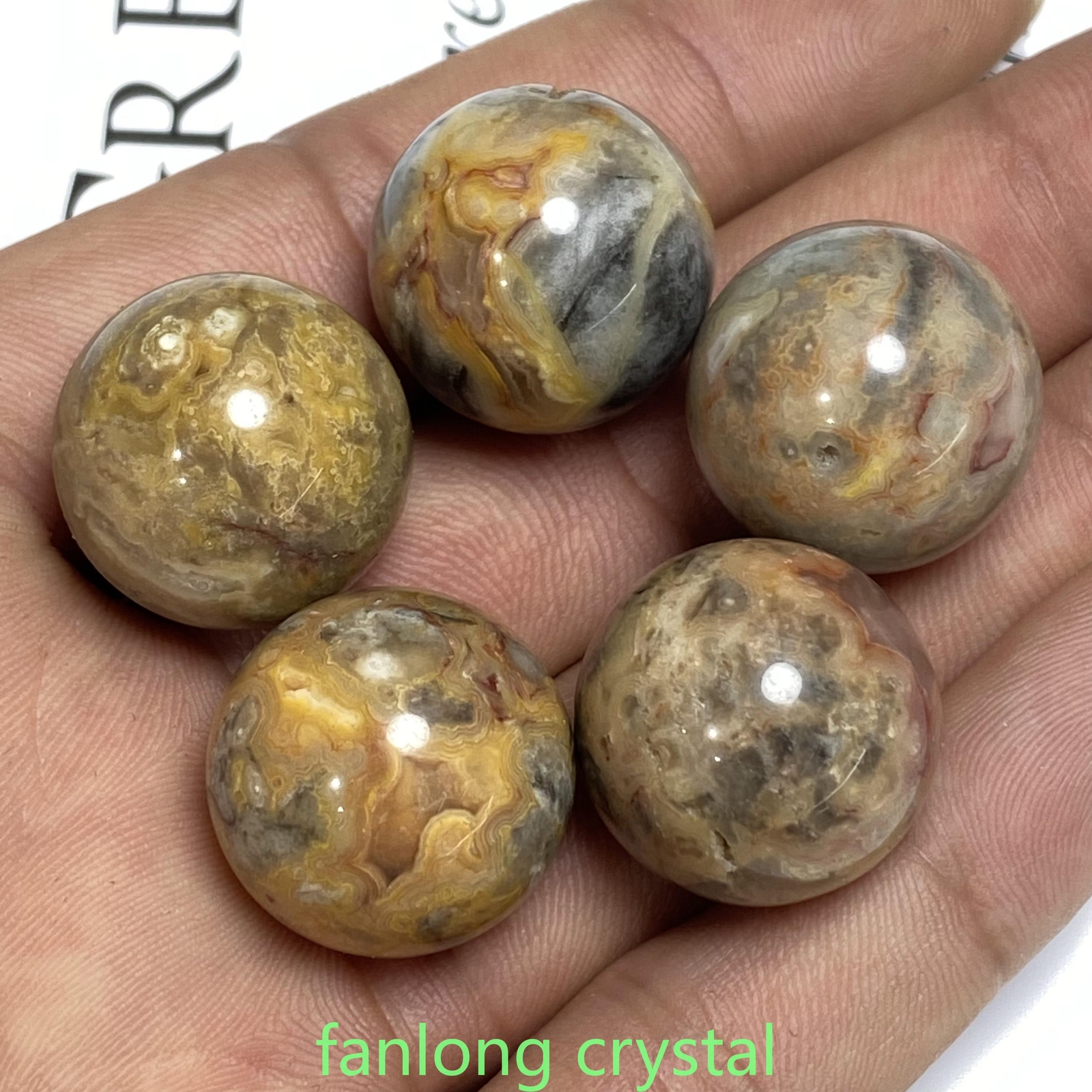 5pc Natural Crazy agate Ball Sphere Quartz Crystal Mineral Gem Healing 20mm