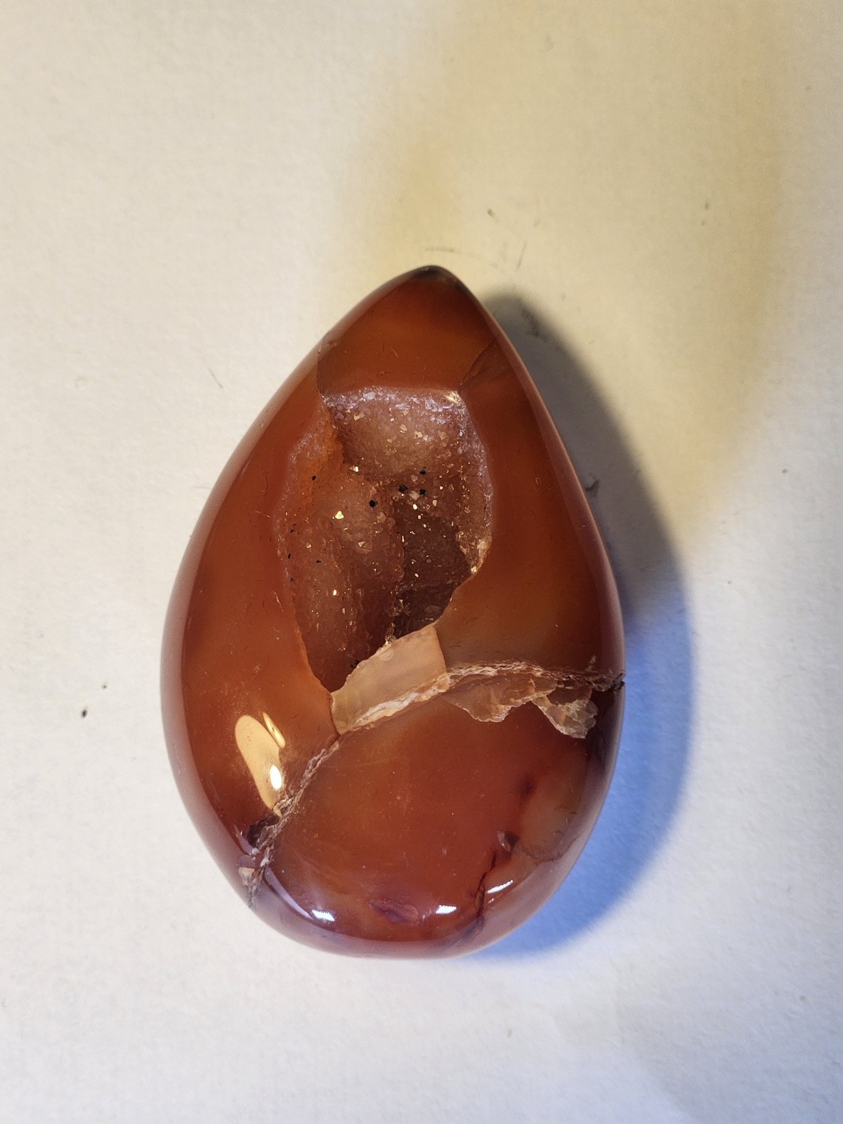 Carnelian egg with druzy 76g 59x37mm Lot 282