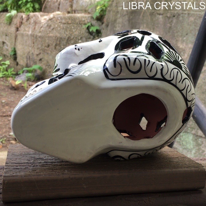 Ceramic Sugar Skull Candle Holder Gothic Day of the Dead Skull Decor BW 700g