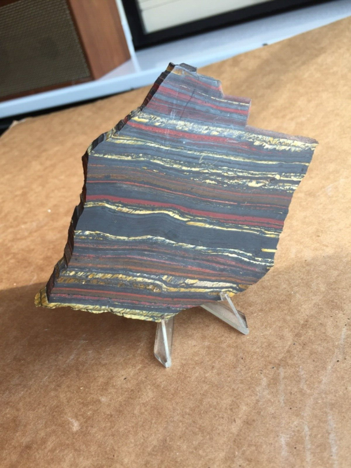 agate slice rough banded gold red brown tiger eye slab cut petrified honed