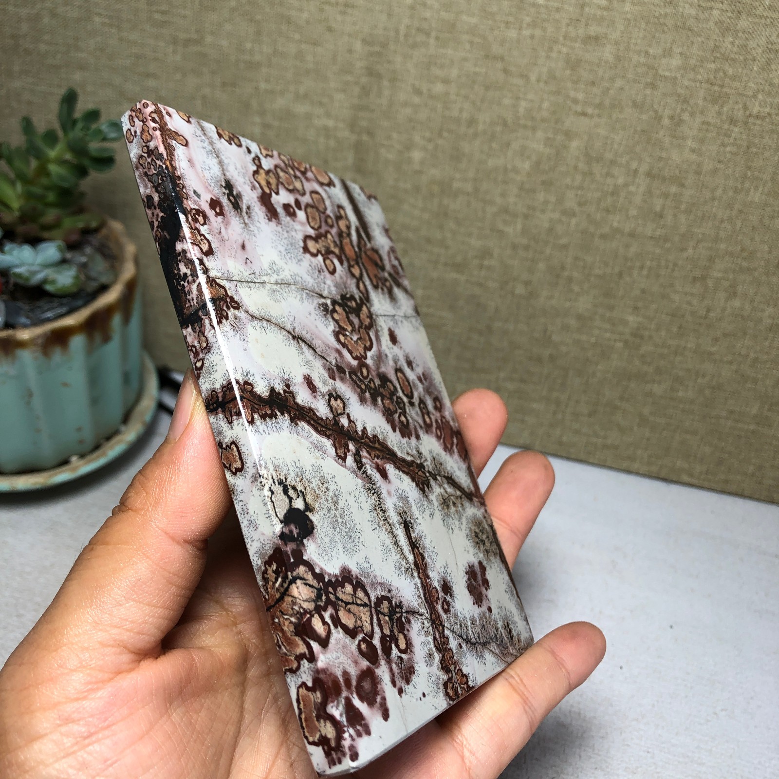Natural Chinese painting stone crystal ornaments pictographic landscape A5061