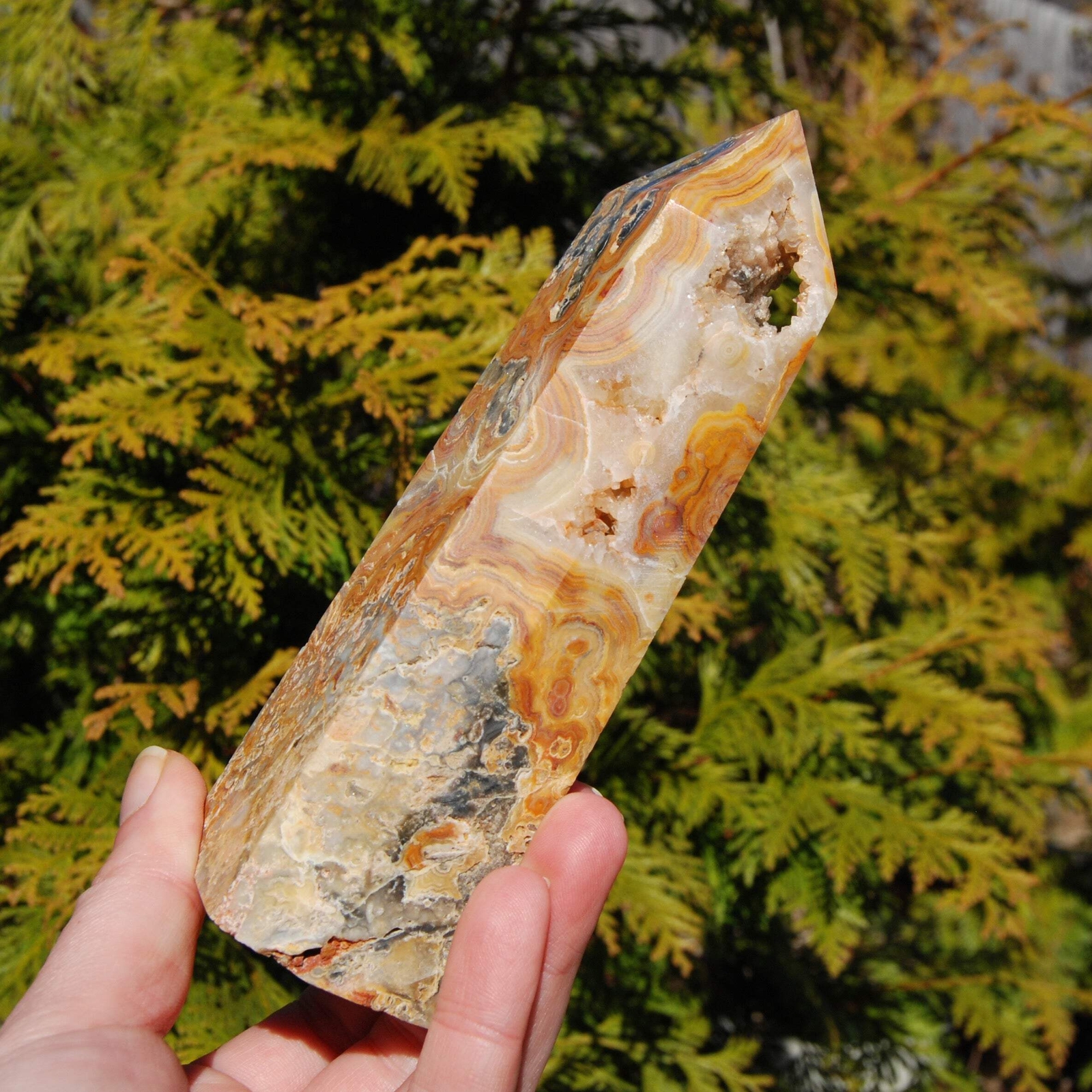 6in 1lb Crazy Lace Agate Crystal Tower, Mexico