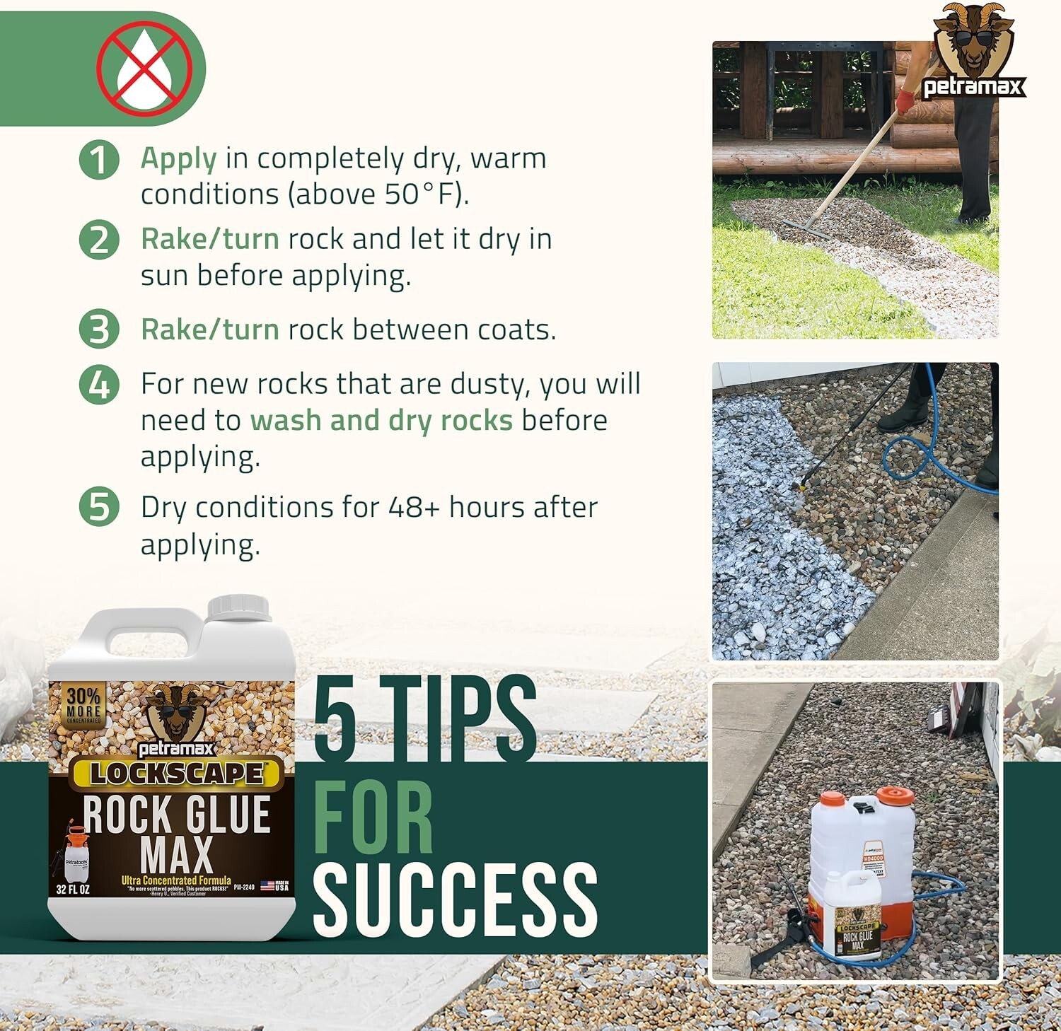 Pet Safe 32oz Rock Glue for Landscaping – Fast Drying, Water-Resistant Binder