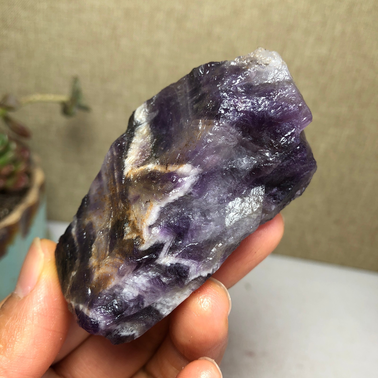 69mm Natural Dream Amethyst gemstone rough Crystal uncut specimens 111g A3815