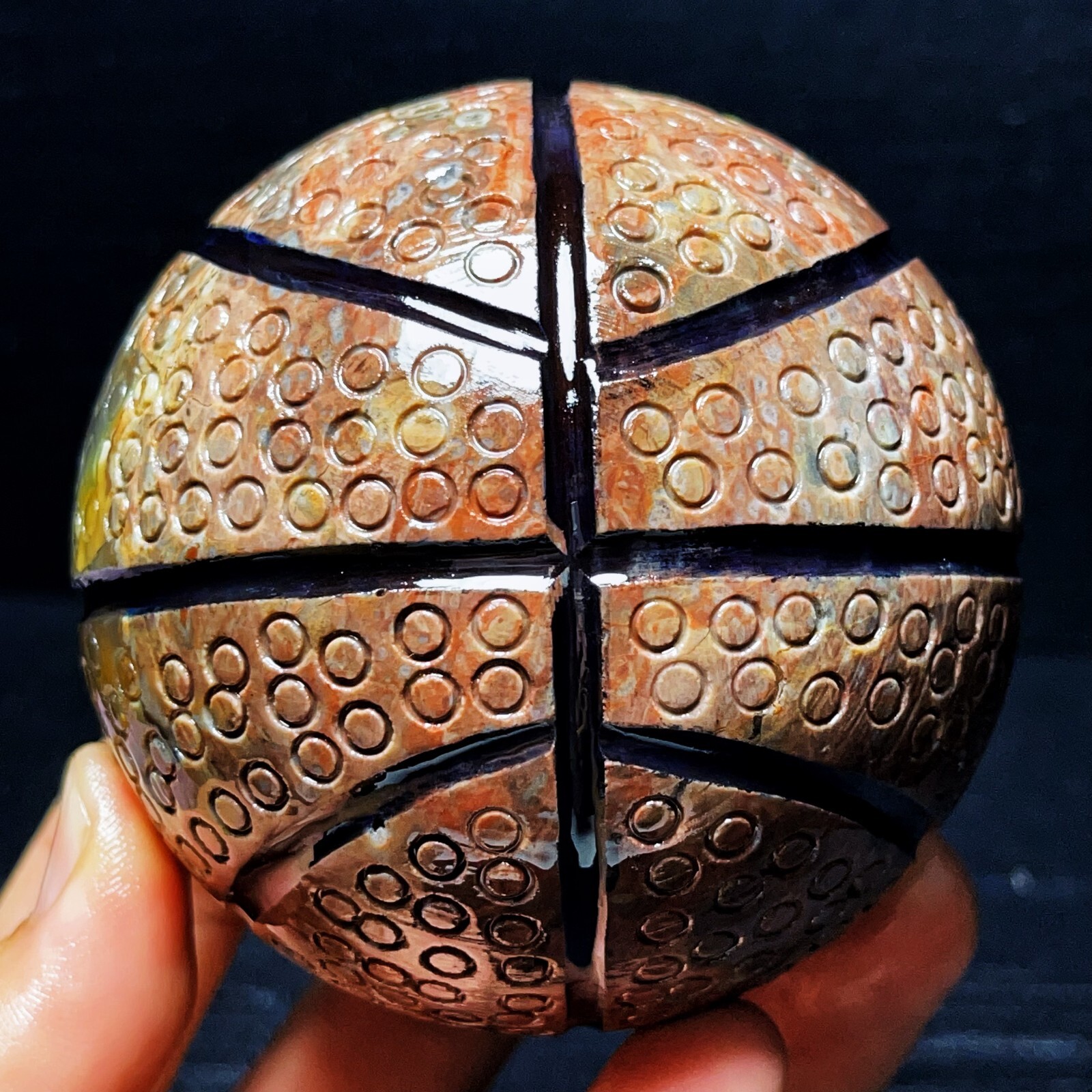 TOP 715G Natural Polished Basketball Agate Sphere Crystal Ball Healing L2314