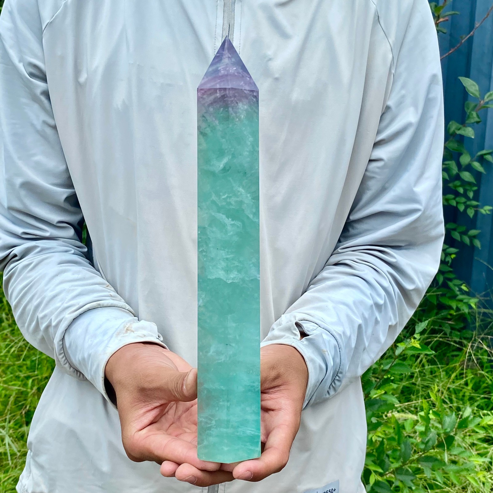 3.08LB Large Natural colored fluorite crystal column obelisk healing specimen
