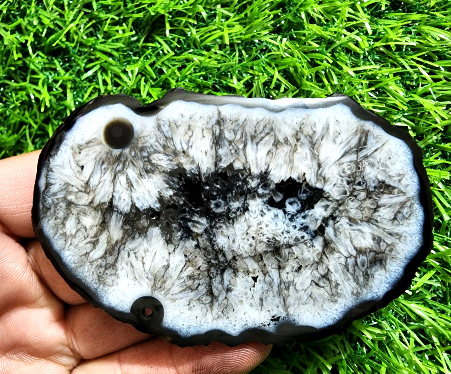 386ct Awesome Slice Agate Druzy, Polished Geode Slab Crystal for Jewelry Making