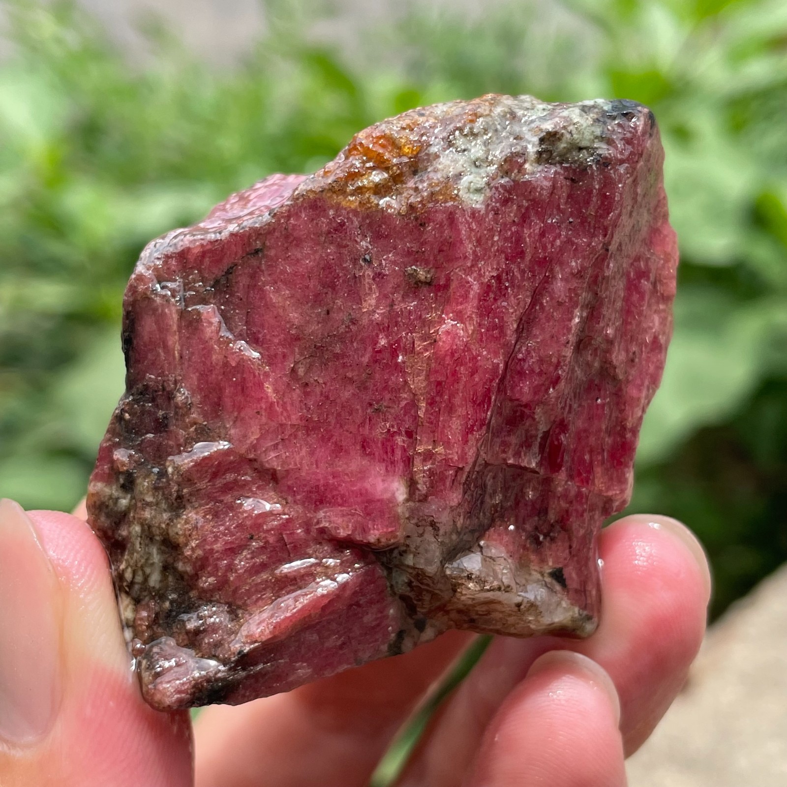 98g Small Raw Ore Red Black Rhodonite Quartz Gemstone Mineral Specimen