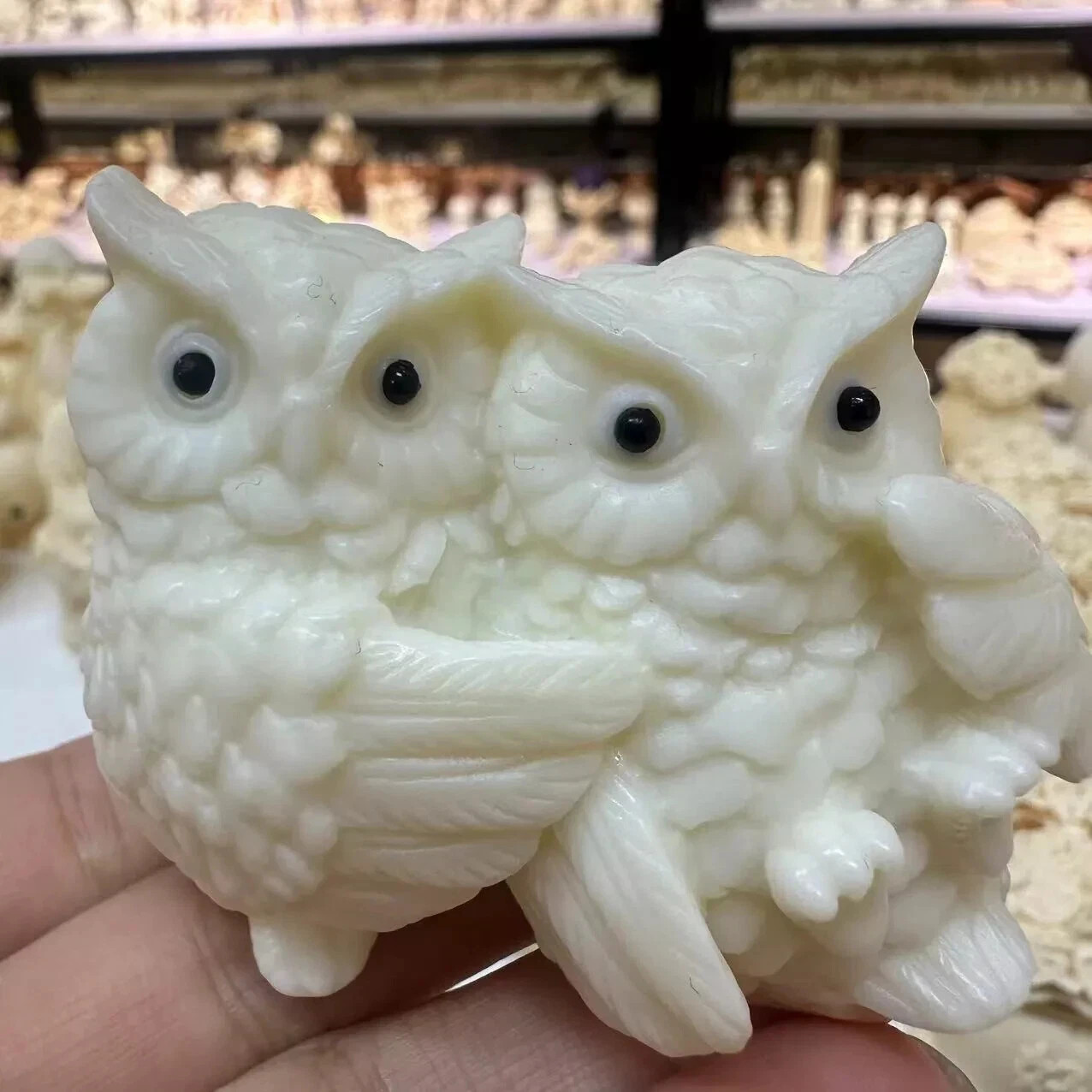 Natural Genuine Tagua Nut Carved owl Decor reiki healing gift decoration 1PC