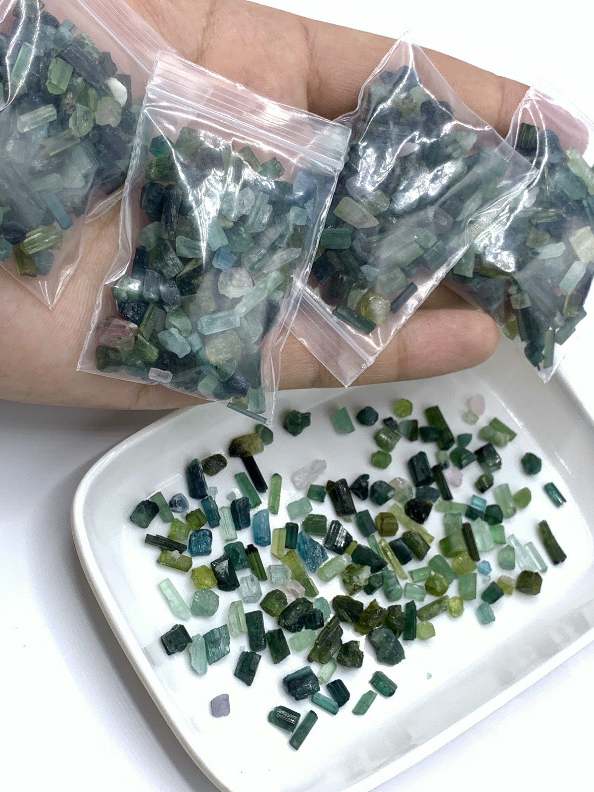 Transparent Multi Colour Tourmaline Jewelry Size Crystals Each 20 Grams