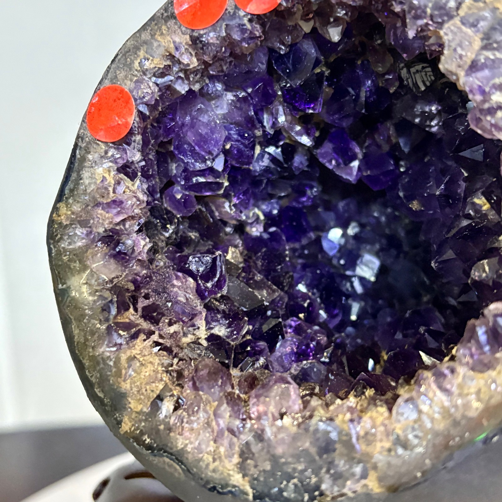 5LB Natural uruguay amethyst geode quartz money bag crystal +stand