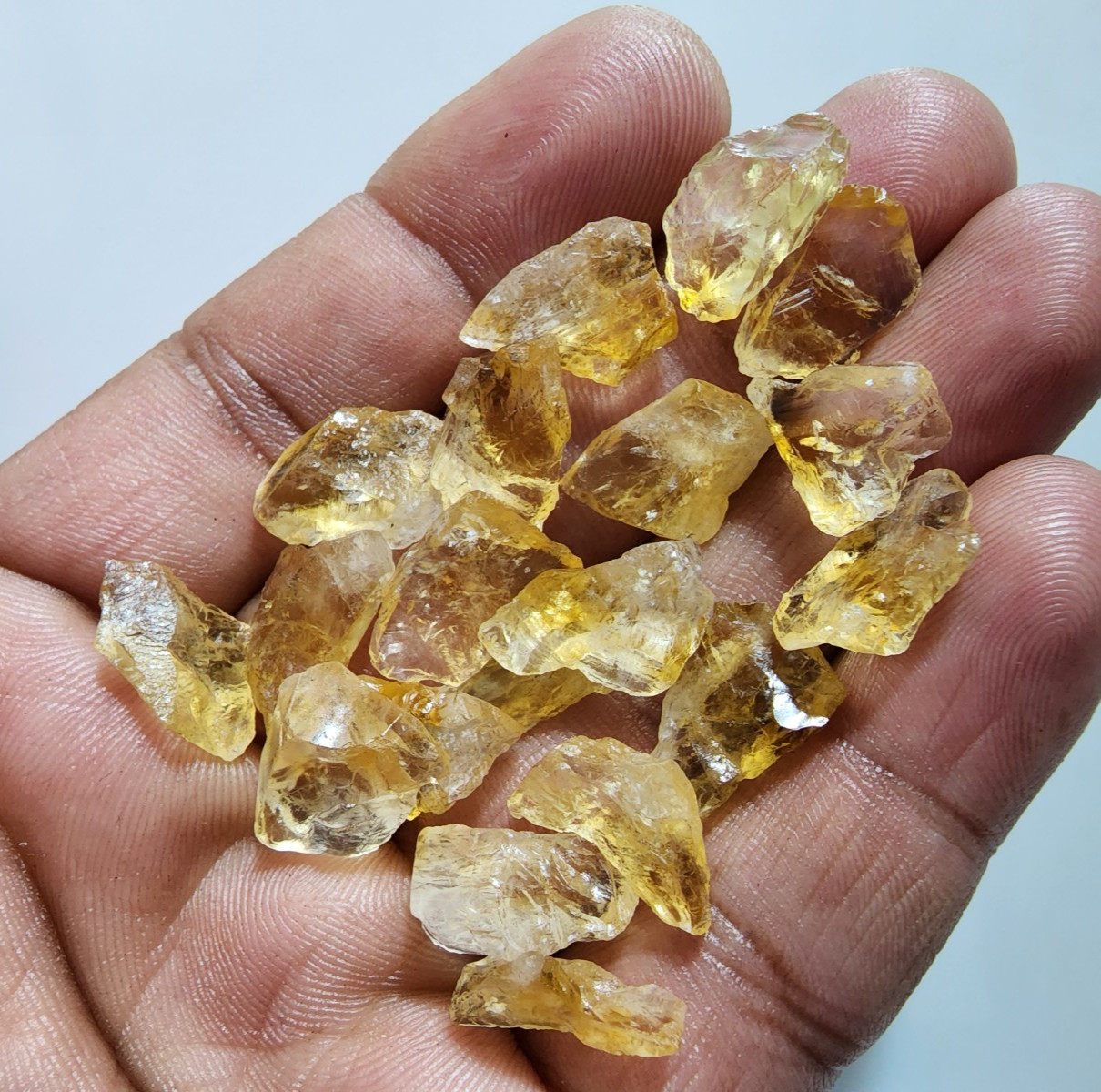 19 Pcs Excellent Golden Citrine Rough Gemstone Crystal Citrine Raw Size 12-15 MM