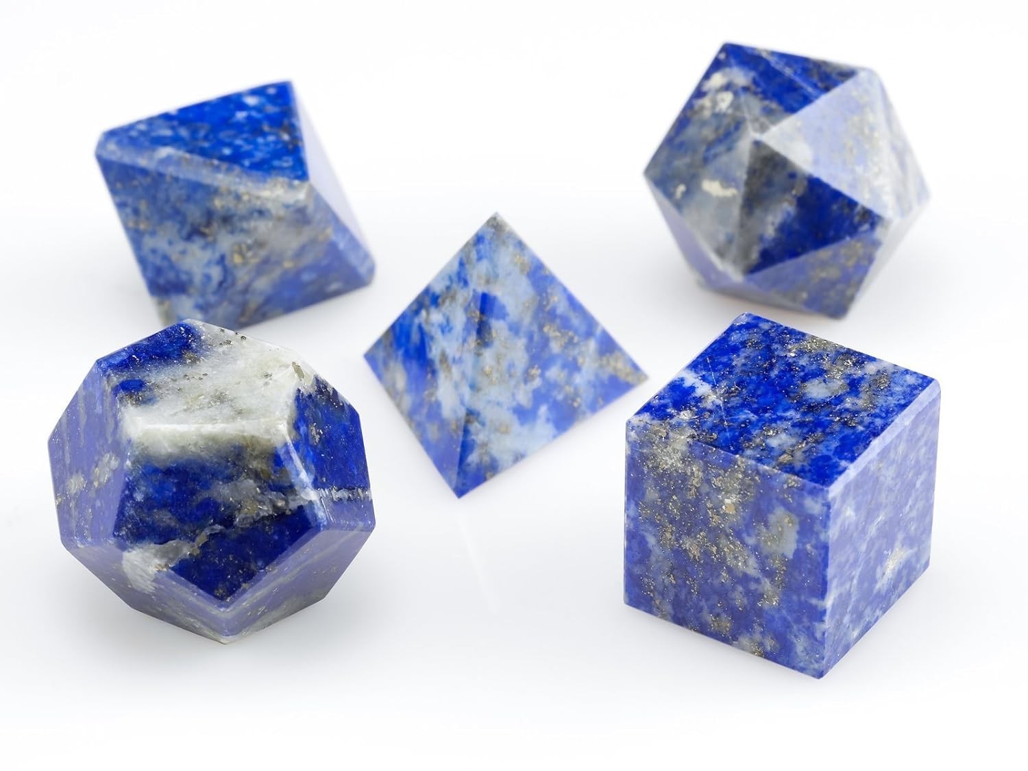 5 pcs Lapis Lazuli Platonic Solids Sacred Geometric Set Crystal Geometry Set