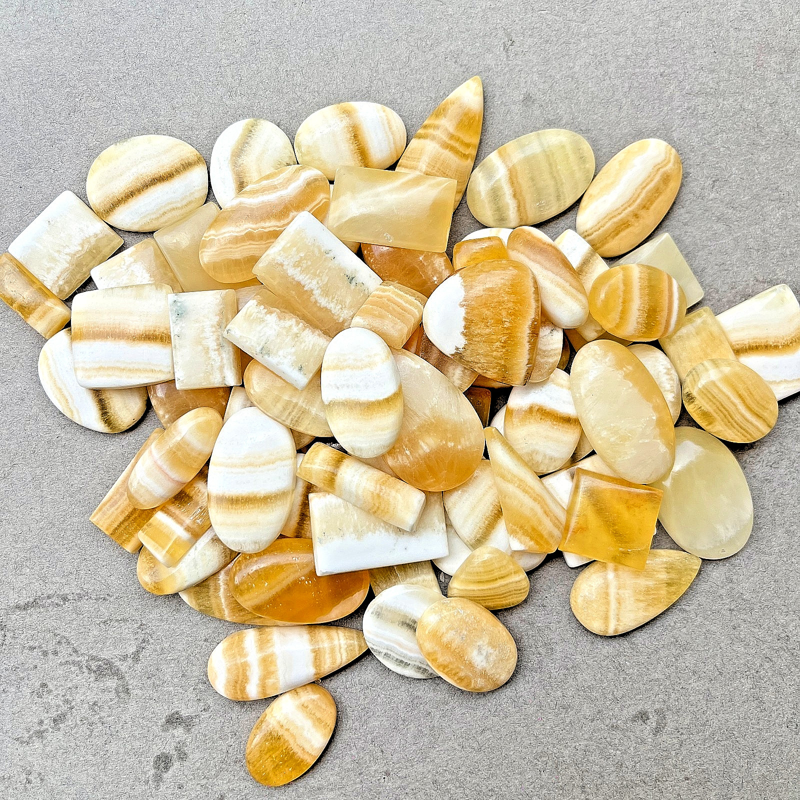 Natural Honey Calcite Assorted Shape Cabochons Mixed Size Loose Gemstone Lot