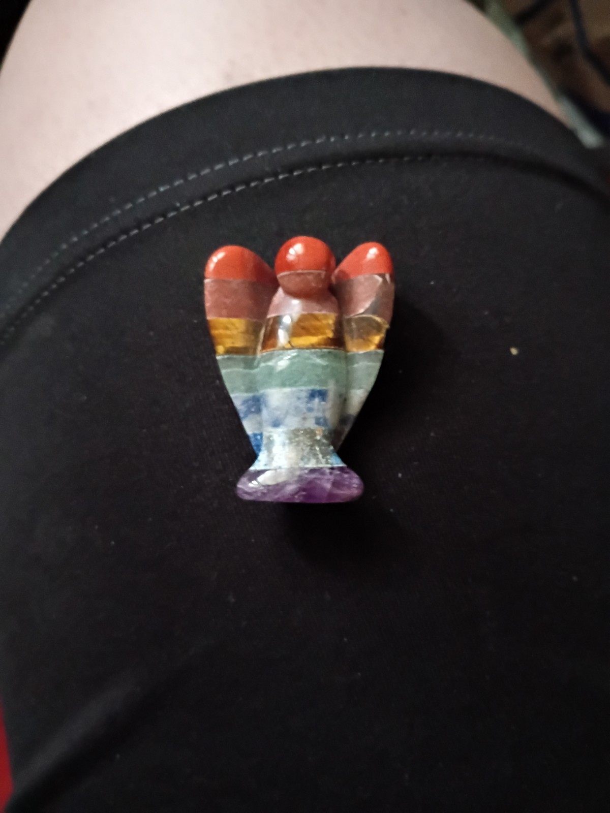 Multi-Crystal Mineral Colorful Rainbow Angel Carving