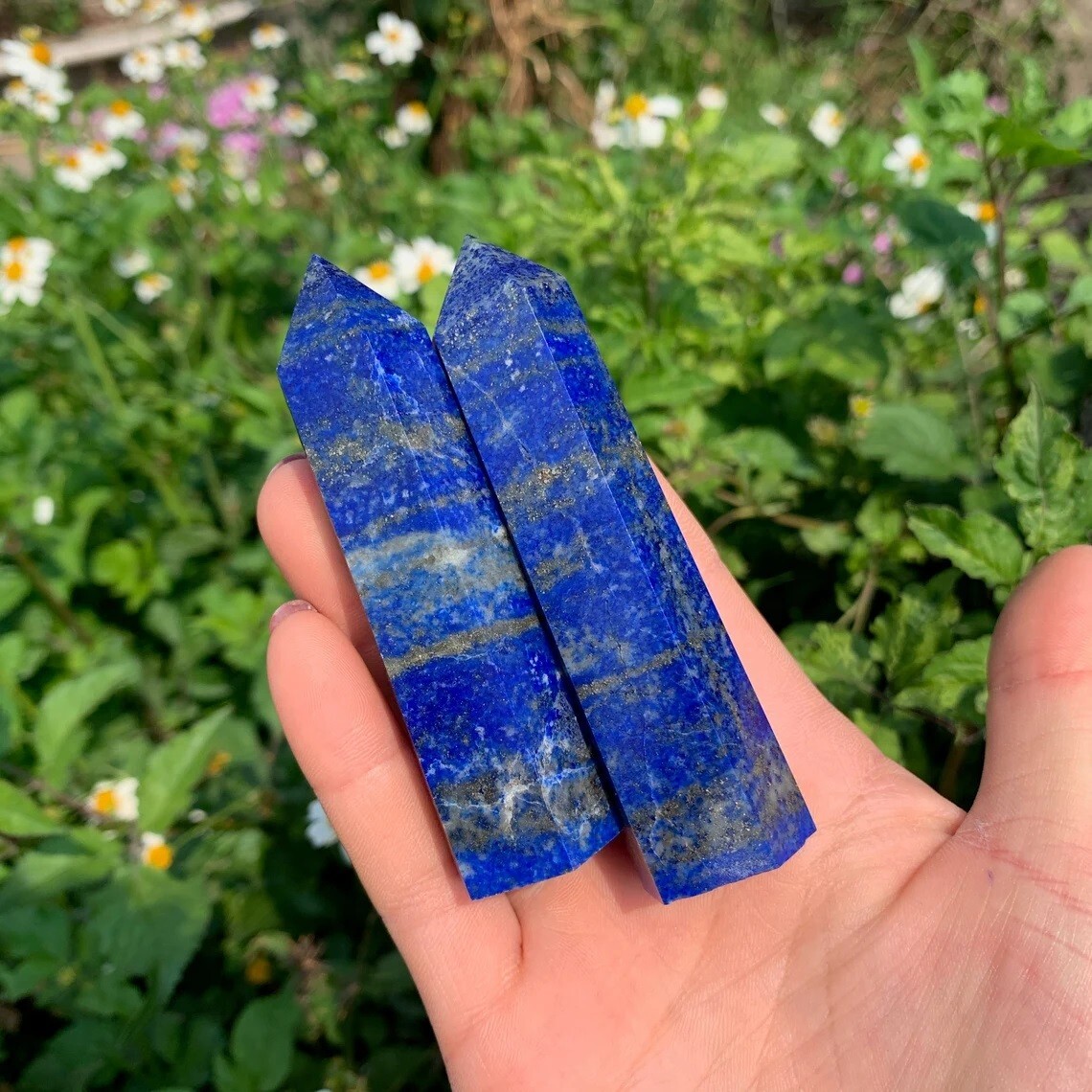 3 ~ 4 inch Lapis Lazuli Point Obelisk Natural Crystal Wand Tower Home Decoration