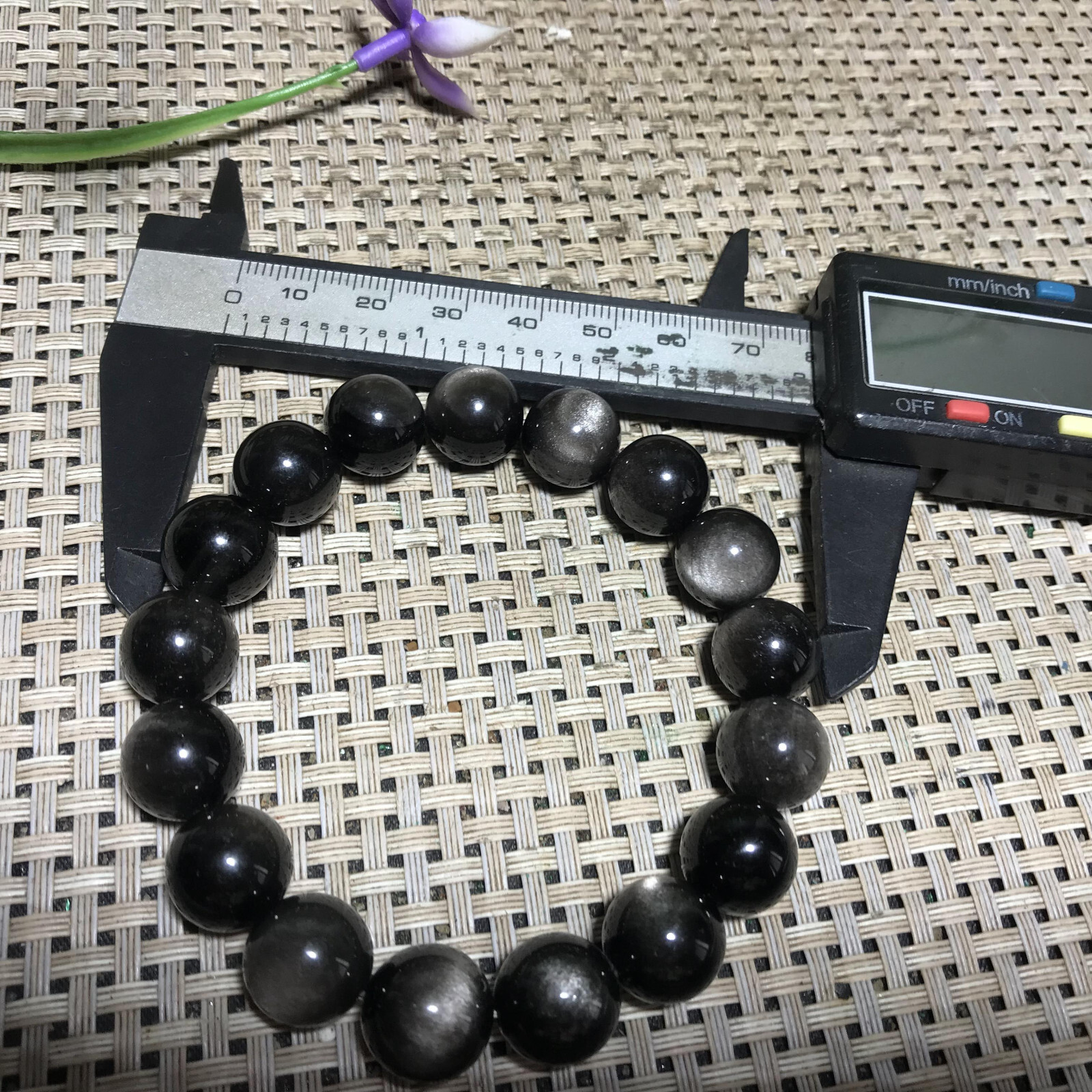 41g 12mm Natural Obsidian Cat Eyes Quartz Bracelets Healing mh1577